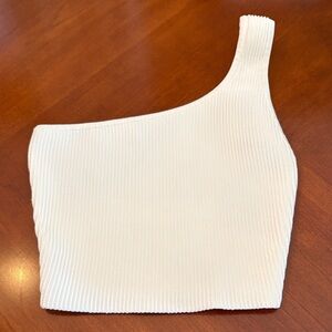 Babaton White One-Shoulder Crop Top